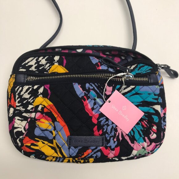 Vera Bradley Handbags - VERA BRADLEY Iconic RFID Little Crossbody Butterfly Flutter Navy Blue